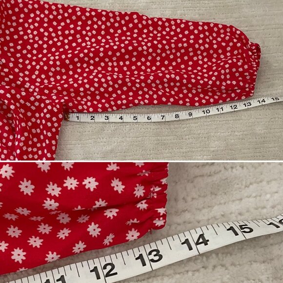 Red Floral Button-Up Vintage Inspired Blouse Size XXL - Picture 5 of 8